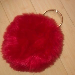 Red Faux Fur Small Handbag